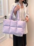 Herald Puffer Tote Bag for Women, Large Quilted Puffy Handbag Lightweight Satchel Purse for Work Travel Gym Shop