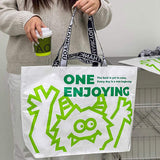 PP Woven Bag Trendy Large Capacity Reusable Ribbon Handheld Bag with Logo Print for Clothing Store Opening