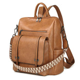 New High Quality PU Soft Leather Shoulder Bag Retro Women's Backpack Large Capacity Commuting Backpack