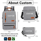Big Capacity & USB Charging Cartoon Pattern 3-in-1 Business Backpack Laptop Bag Set