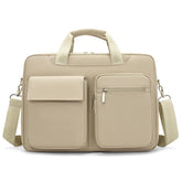 New Fabric Laptop Bag Multi-compartment Large Capacity Airbag Shockproof Shoulder Bag Business Office Briefcase
