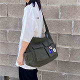 Women's Canvas Crossbody Bag Large Capacity Underarm New Korean Style Men's Trendy Water-Resistant Travel Shoulder Bag