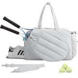 Women's Cross-Border In-Stock Quilted Fluffy Handbag with Racket Shoe Compartment Shoulder Bag with Polyester Lining Tennis Bag