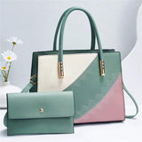 New 2-Pieces of the Mother's Handbags for Ladies Girls Pure Color Handbags Fashion Luxury PU Leather Purses