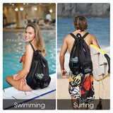 Sport Drawstring Bag Backpack Swimmer Bag Oem Fashion Unisex String Geometric Fast Dry Reusable Outdoor Waterproof Polyester
