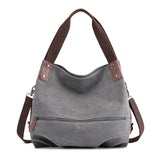 European American Style Women's Casual Solid Color Zipper Closure Fashionable VersatileCanvas Shoulder Crossbody Bag