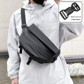 Men's Functional Crossbody Waist Bag for iPad Water-Repellent Light Multifunctional Chest Bag Fashionable Pu Cool Shoulder Back