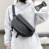 Men's Functional Crossbody Waist Bag for iPad Water-Repellent Light Multifunctional Chest Bag Fashionable Pu Cool Shoulder Back
