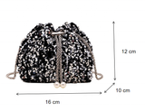 Women's Fashion Rhinestone Bucket Bag Handheld Chain Messenger Portable with Zipper Closure Personalized Design for Girls