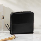 Large Capacity PU Cosmetic Bag with Zipper Closure Water Resistant Portable Makeup Travel for Toiletry Brushes Stand Shape