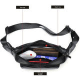 Men's Genuine Leather Zipper Closure Box Shape Crossbody Waist Chest Bag Hip Hop Style Durable Multifunctional Mobile Phone Bag