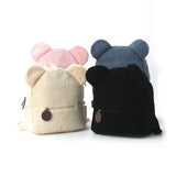 Plush Zipper Backpack Fashionable Casual Ear Little Bear Cartoon Cute Bear Embroidered Name Autumn Winter Children's Backpack