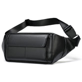 Men's Genuine Leather Zipper Closure Box Shape Crossbody Waist Chest Bag Hip Hop Style Durable Multifunctional Mobile Phone Bag