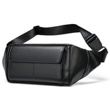 Men's Genuine Leather Zipper Closure Box Shape Crossbody Waist Chest Bag Hip Hop Style Durable Multifunctional Mobile Phone Bag