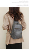 New Women's Retro Solid Color Backpack PU Leather Convertible Crossbody Backpack Chest Bag