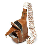 Women's PU Leather Sling Shoulder Bags Purse for Traveling Hiking Small Crossbody Chest Bags