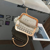 Popular DIY Handmade Solid Color Curved Rhinestone Acrylic Beaded Evening Clutch Bag Fashion Make Up Bag