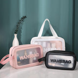 Foldable Lady Travel Zipper Cosmetic Bag Transparent Vinyl Waterproof Beach Toilet Wash Bag Clear TPU PVC Letter