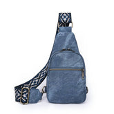 Women's Trendy Leather Fanny Packs Small Sling Bag with Guitar Strap Water-Proof Crossbody Purse Zipper Closure