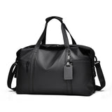 Large Capacity Men's Crossbody Sports Bag with Dry Wet Separation New PU Zipper Handbag for Short Business Travel Black Color