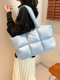 Herald Puffer Tote Bag for Women, Large Quilted Puffy Handbag Lightweight Satchel Purse for Work Travel Gym Shop