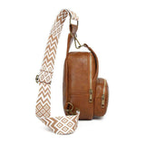 Women's PU Leather Sling Shoulder Bags Purse for Traveling Hiking Small Crossbody Chest Bags