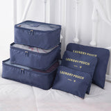 6 Pcs Fashionable Polyester Compression Luggage Organizers Travel Bag Packing Cubes with Zipper Closure