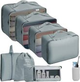 8-Piece Set Nylon Cosmetic Bag Travel Packing Luggage Organizers Zipper Durable 8pcs Set Packing
