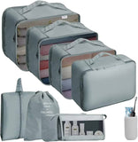 8-Piece Set Nylon Cosmetic Bag Travel Packing Luggage Organizers Zipper Durable 8pcs Set Packing