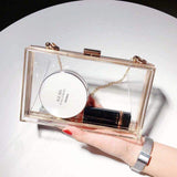 Summer Ladies Transparent Boxed Purse Crossbody Handbag Trendy Women Clear Acrylic Evening Clutch Bag