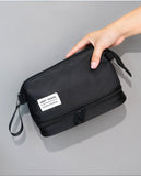 Portable Nylon Cosmetic Bags with Zipper Outdoor Utility Pouch and Letter Patches Makeup Case for Beauty Storage