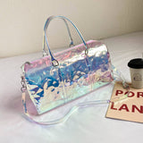 Large Capacity Sports Fitness Customize Transparent Travel Bags Tote Holographic Pvc Jelly Duffle Bag for Women