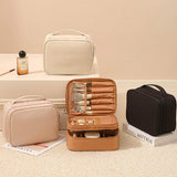 Fashion Oxford Makeup Tool Storage Bag Partition Portable Towel Open Fashionable Handheld Wash Beauty Two Sections Cosmetic Bag