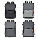 Men's Business Backpack Large Capacity Travel Computer Bag Waterproof Polyester Lining Air Cushion Straps Trendy PU Leather