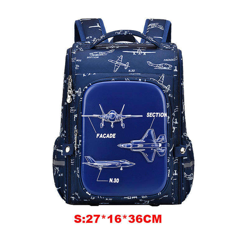 Large Capacity Waterproof Sesame Cartoon Schoolbag for Boys Fashion Open Zipper Closure Primary School Backpack for 1-3-6 Grades