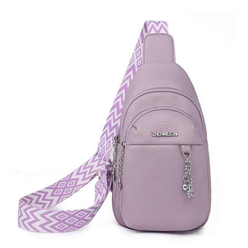 Solid Chevron Leather Women's Sling Shoulder Bag PU Travel Backpack Sport Ladies Chest Bag