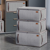 Collapsible Wardrobe Clothes Organizer Storage Box with Handles Zipper Lid Viewable Window Quilt Storage Bag Steel