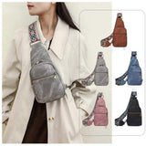Women's Trendy Leather Fanny Packs Small Sling Bag with Guitar Strap Water-Proof Crossbody Purse Zipper Closure