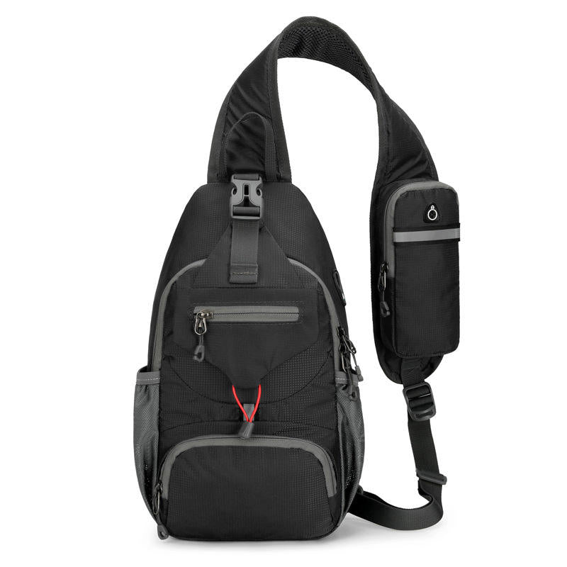 Men's Lightweight Outdoor Trendy Zipper Closure Multi-function Waist Bag for Mobile Phone and Leisure Travel Shoulder Chest Bag