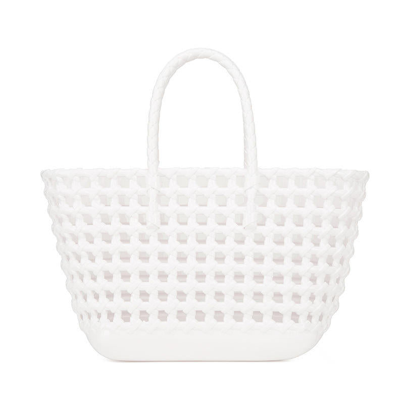 Beach Handbag Women's Waterproof Colorful Hollow for Jelly Woven Basket Easy-to-Wash Crochet Bag Durable Rattan