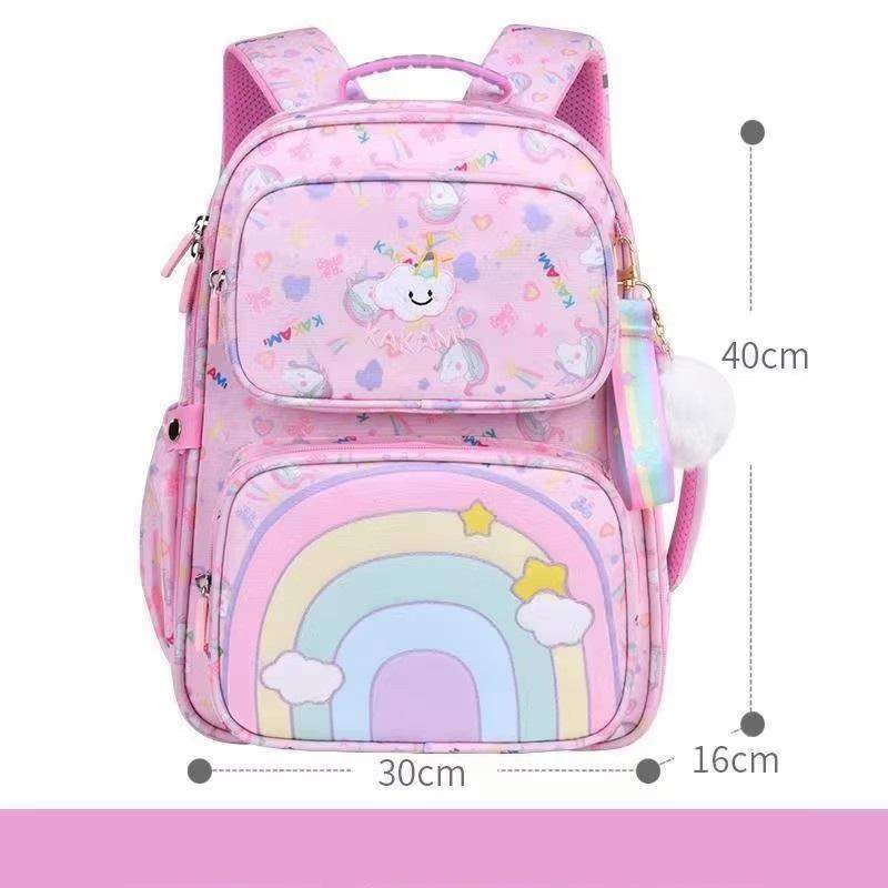 Protection Lightweight for Girls Double Shoulder Bag Waterproof Nylon Backpack for Elementary School Students Grades 3-6 Spine