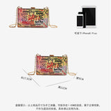Letters Print Women Messengers Lock Shoulder Bag Small Chains Women Box Bag Female Graffiti Handbags Ladies Evening Party Clutch