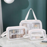 Foldable Lady Travel Zipper Cosmetic Bag Transparent Vinyl Waterproof Beach Toilet Wash Bag Clear TPU PVC Letter