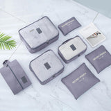6 Pcs Fashionable Polyester Compression Luggage Organizers Travel Bag Packing Cubes with Zipper Closure