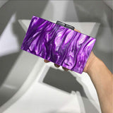 Luxury Elegant Women's Mini Clip Hand Bag Sparkling Acrylic Texture Dazzle Color Clutch for Evening Party Fashionable Sac Main