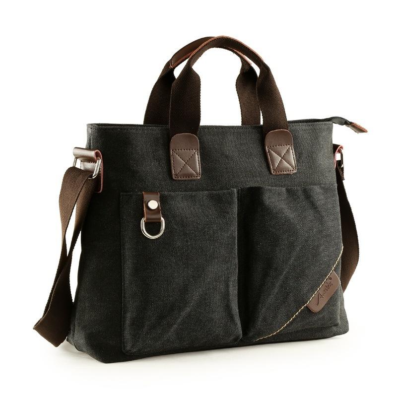 Business Canvas Tote Crossbody Shoulder Bag with String Closure Student Casual Backpack Trendy Laptop Outdoor Travel Bag