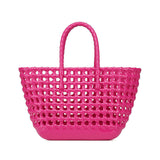 Beach Handbag Women's Waterproof Colorful Hollow for Jelly Woven Basket Easy-to-Wash Crochet Bag Durable Rattan