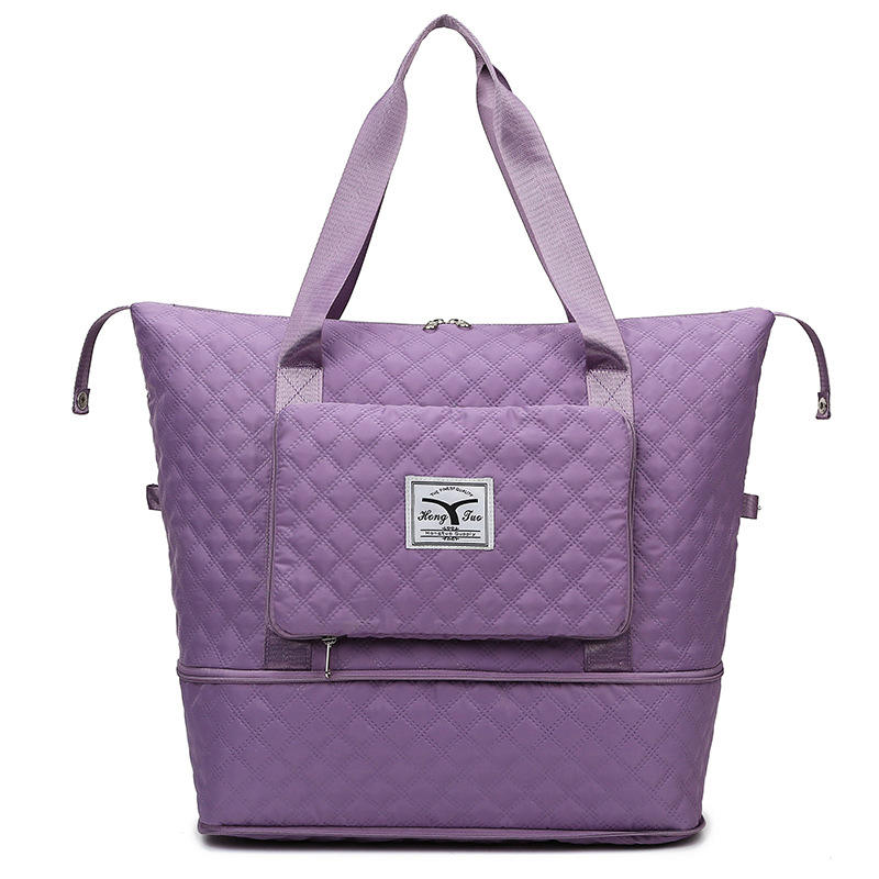 High Quality Large Capacity Quilted Weekender Bag Waterproof Folding Scalable Travel Duffle Bag with Wet Dry Pocket