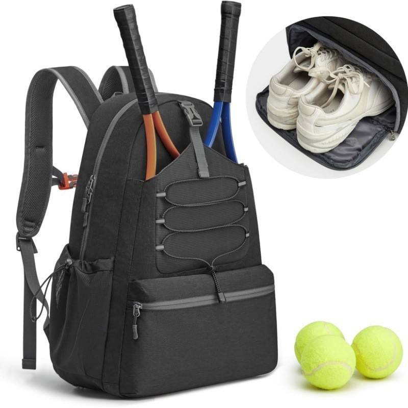Waterproof Tennis Racket Bag with Shoe Compartment Sports Backpack for Tennis Pickleball Padel Backpack for Women Men