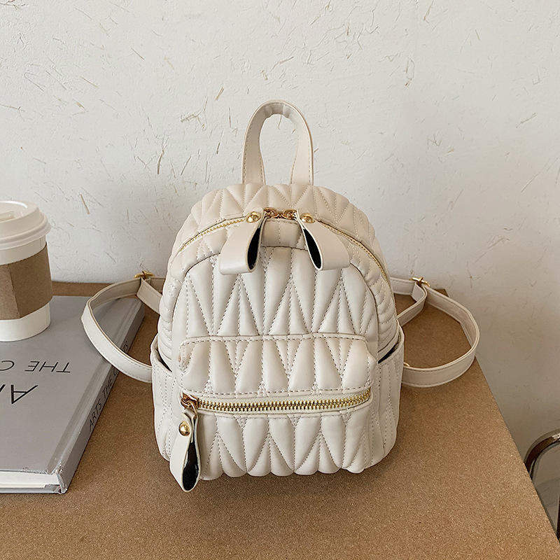 Ruched Ladies Embroidery Shoulder Chest Backpacks Pleated Women Softback School Backpack for Women Trendy Women Handle Knapsack